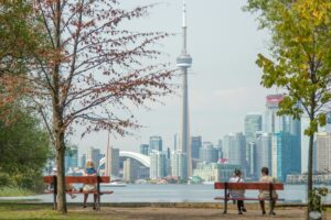 Toronto waterfront skyline.