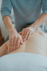 Chiropractic care on the spine.